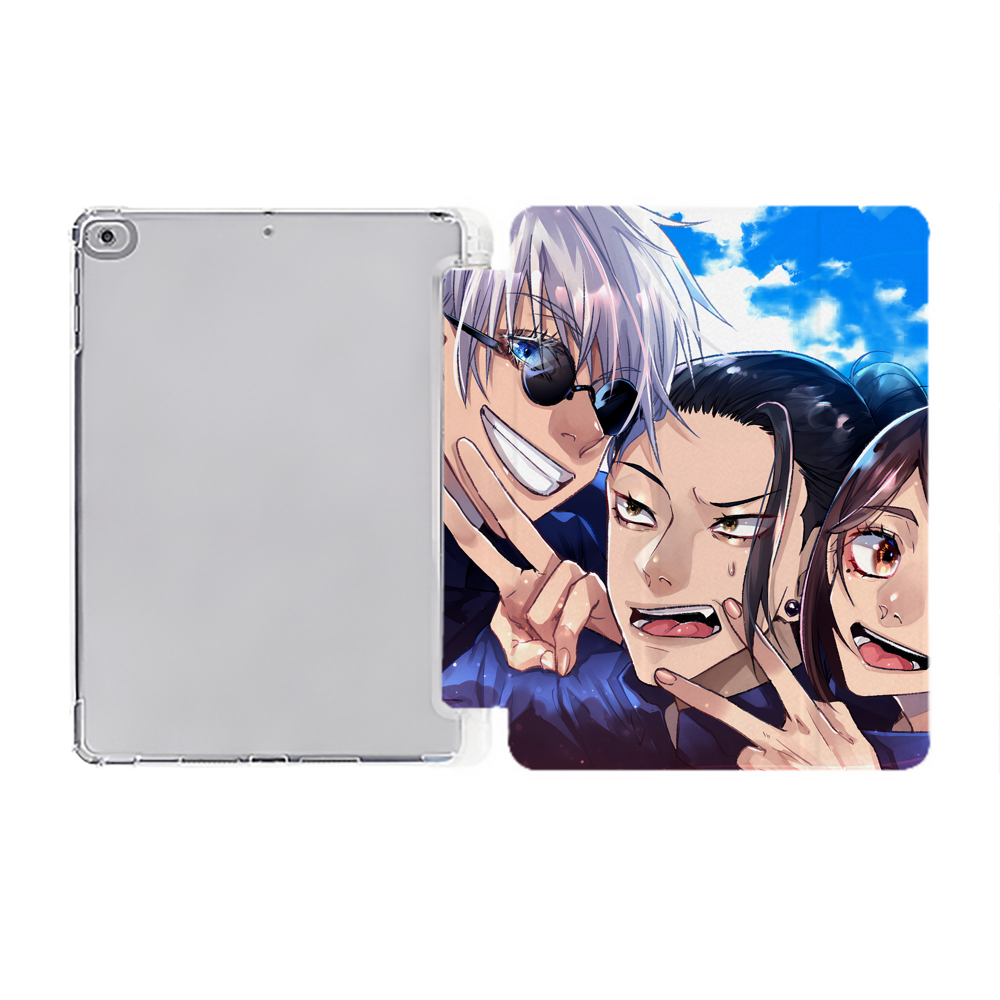 （画像用） 呪術廻戦 Jujutsu Kaisen IPad ケース ペン収納付き 三つ折りスタンド PUレザー×シリコン 対応機種9.5/10.5/10.9インチ